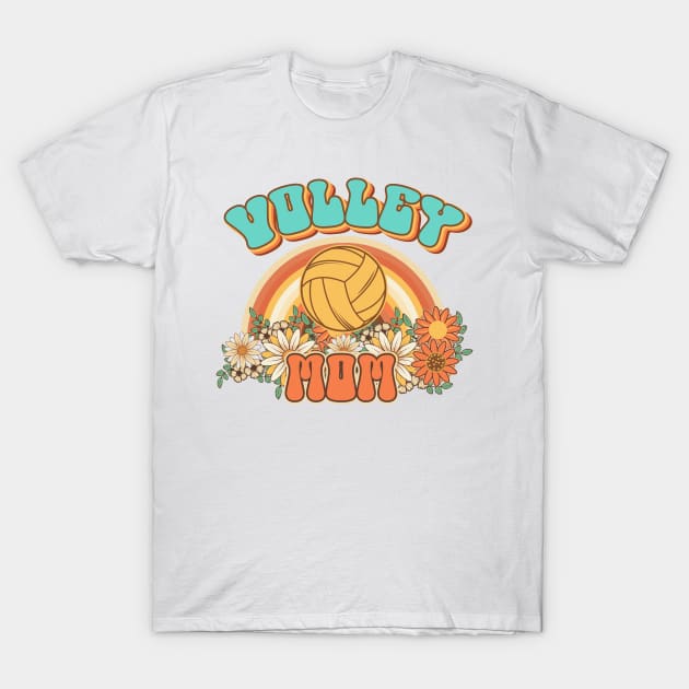 Groovy Volley mom Retro gift for funny mother Vintage floral pattern T-Shirt by HomeCoquette